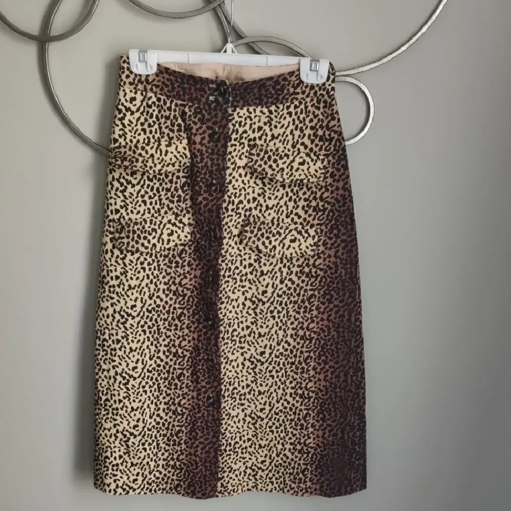 New Anthropologie Animal Print Midi Skirt